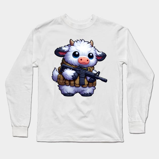 Fluffy Cow Long Sleeve T-Shirt by Rawlifegraphic